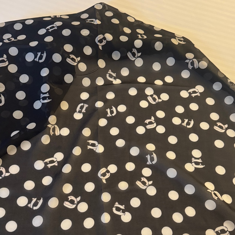 Karl Lagerfeld Black Scarf with White Dots - Picture 4 of 9